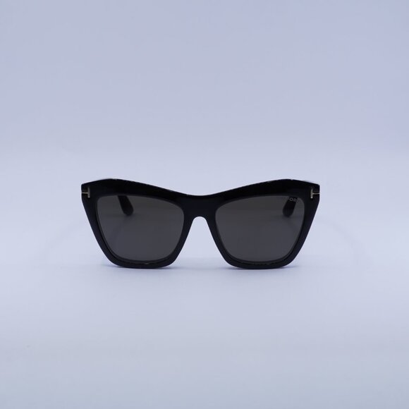 Tom Ford FT5971-B 001 Eyeglasses Shiny Black with Clip-On 54mm Cat Eye Frame